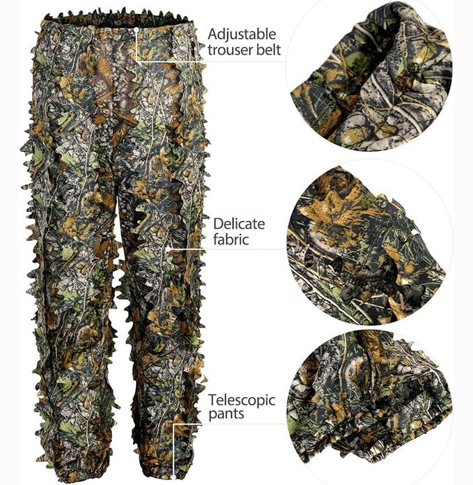 Men's Ghillie Suit with 3D Leaf Camouflage for Hunting, Outdoor & Halloween - Tall Fit (5.9-6.2ft)