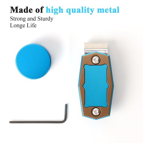 Magnetic Billiard Chalk Holder Portable Pool Cue Chalk Holder with Fixed Clip Aluminum Alloy Billiard Cue Chalk Tip Case for Snooker Pool Table Accessories - Round/Blue