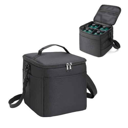QYILUARE Heavy-Duty Water-Resistant 1 lb Propane Tank Carry Bag with Padding | 4 Cylinder Camping Gas Cylinder Storage Bag with Adjustable Strap, 3-Side Pockets & Detachable Dividers