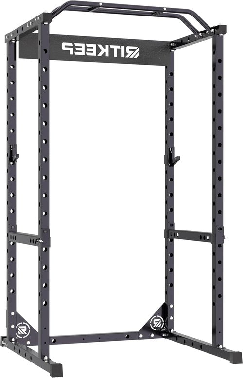 RitKeep RMAX 2250 Multi-Functional Power Rack - 1200lb Capacity Squat Rack for Home Gym with Multi-Grip Pull-Up Bar, J-Hooks, and Safety Bars(Black with Black Bench(black barbell), 1000LB barbell)