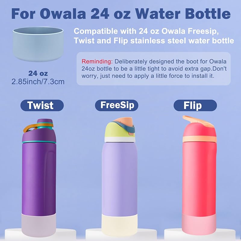 Silicone Boot for 24oz Owala Water Bottle (2-Pack) Pink Dusk/Orchid – Fits FreeSip, Twist & More