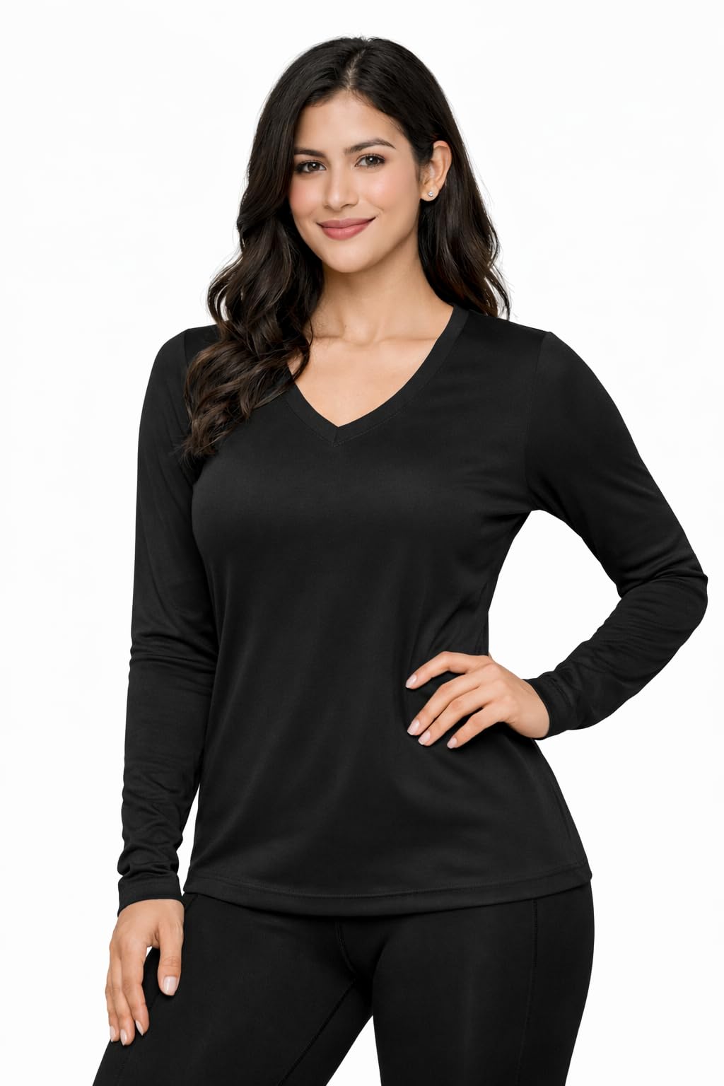 Opna Women's Long Sleeve Athletic Shirts – Moisture Wicking Dry Fit Workout Tops BLACK-M