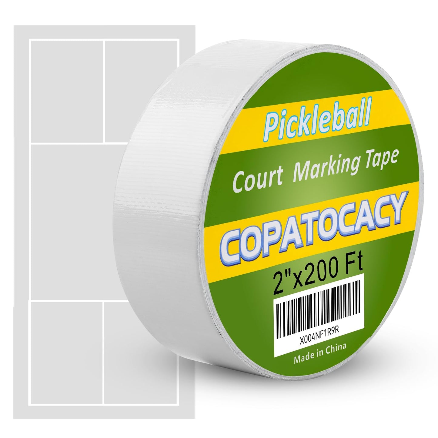 Pickleball Court Tape 2” x 200ft – Heavy Duty Temporary Court Marking Tape for Outdoor & Indoor Courts, Removable Pickleball Lines for Driveway, Gym Floor, Concrete, Basketball, Tennis & Badminton