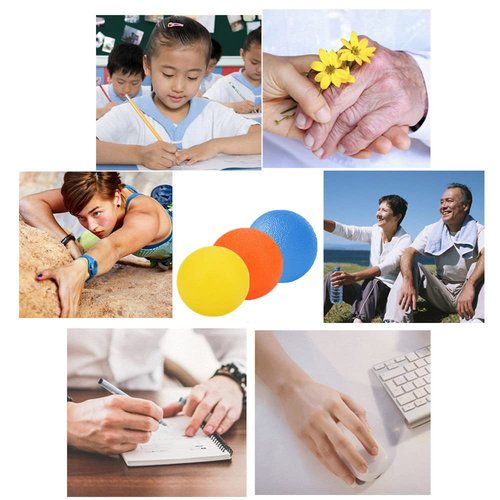 FMELAH 3 Resistance Levels Hand Exercise Balls, Stress Balls for Adults, Squeeze Balls for Physical Therapy, Hand Grip Strength Trainer Hand Squeezers for Strength, Wrist Forearm Finger Exerciser