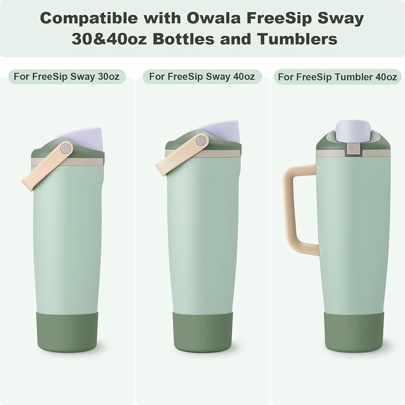 2 Pcs Silicone Boots for Owala FreeSip Sway 30oz/40oz - Anti-Slip Bottom Protectors (Dark Green)