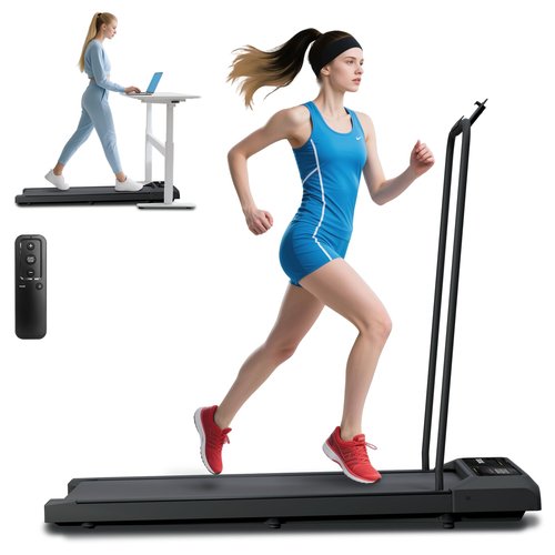 SEVOBAL Under Desk Walking Pad, Treadmill with Handles, Quiet Adjustable Portable Speed Jogging Smart Mat Work, Walking Pad Treadmill Compact & Portable with Remote Control, for Home Office, Dark Blue