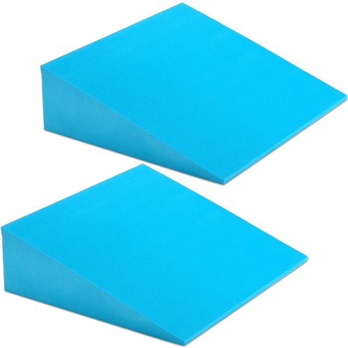 DEAYOU 2 Pack Yoga Foam Wedge, 13" EVA Foam Wedge Block for Exercise, Knee Pad, Wrist Back Support (Blue)