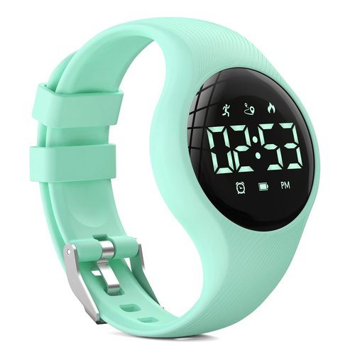 synwee Kids Digital Pedometer Watch, Step Counting Watch, Fitness Tracker, Waterproof, Date/Alarm Clock/Timer, for Children Teens Boys Girls Women (Green)