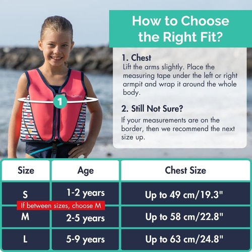 Limmys Premium Kids Swim Vest - Toddler Swim Jacket and Buoyancy Swimming Aid - Modern Design Swimming Vest for Boys, Girls and Babies - Drawstring Bag Included