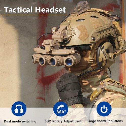 KLYso for Outdoor CS Paintball Hunting Cosplay Halloween Airsoft Military Fast Helmet, Game Sets with Tactical Headset & Goggles & Telescope Model (Color : BK1)