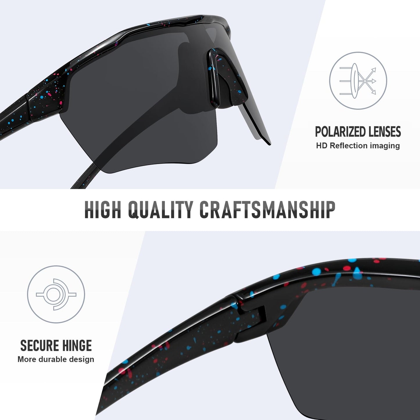 Ofwin Kids Sports Sunglasses for Boys Girls Polarized Youth Softball Baseball Sunglasses Cycling Running Age 5-15 Black Frame/Gray Lens