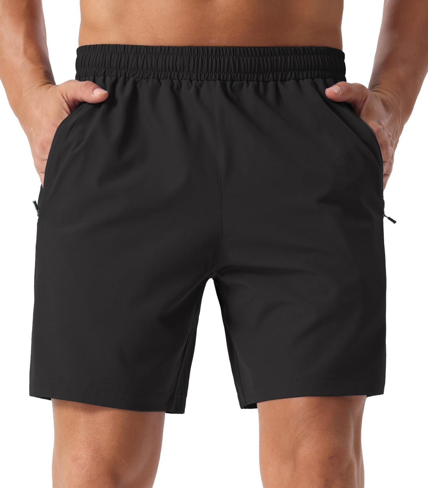 Sailwind Men’s Athletic Running Shorts 7" Quick Dry Lightweight Workout Gym Shorts with Zipper Pockets for Basketball Hiking Black