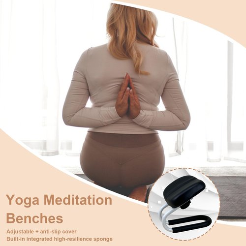 Meditation Bench - Metal PU Meditation Stool | Meditation Bench with Non-Slip Base | Metal Frame Kneeling Bench | Portable Chair Accessories for Hip Support and Relaxation