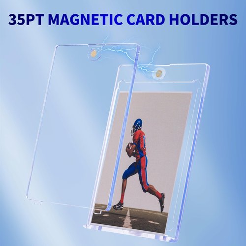 TRUGQ 30ct Magnetic Card Holder for Trading Cards,35PT One Touch Card Holder Super - Strong Baseball Card Holders,Ideal for Display & Storage Display Case for Standard Cards