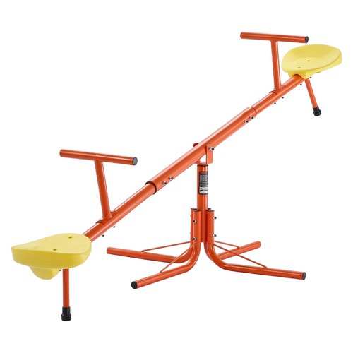 VEVOR Seesaw Teeter Totter for Kids Outdoor, 100 lbs Load Capacity per Seat, Sit and Spin Teeter Totter with 4-Prong Support Legs, Playground Equipment with Swiveling 360 Degrees Rotating for Aged 3+