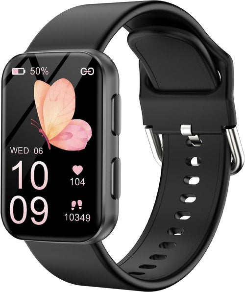 MorePro Health Fitness Tracker with Blood oxy-gen Monitor and 24/7 Heart Rate and Blood Pressure, Sleep Monitor, 120+ Sport Modes Waterproof Fitness Watch for Women Men Android iOS, Black