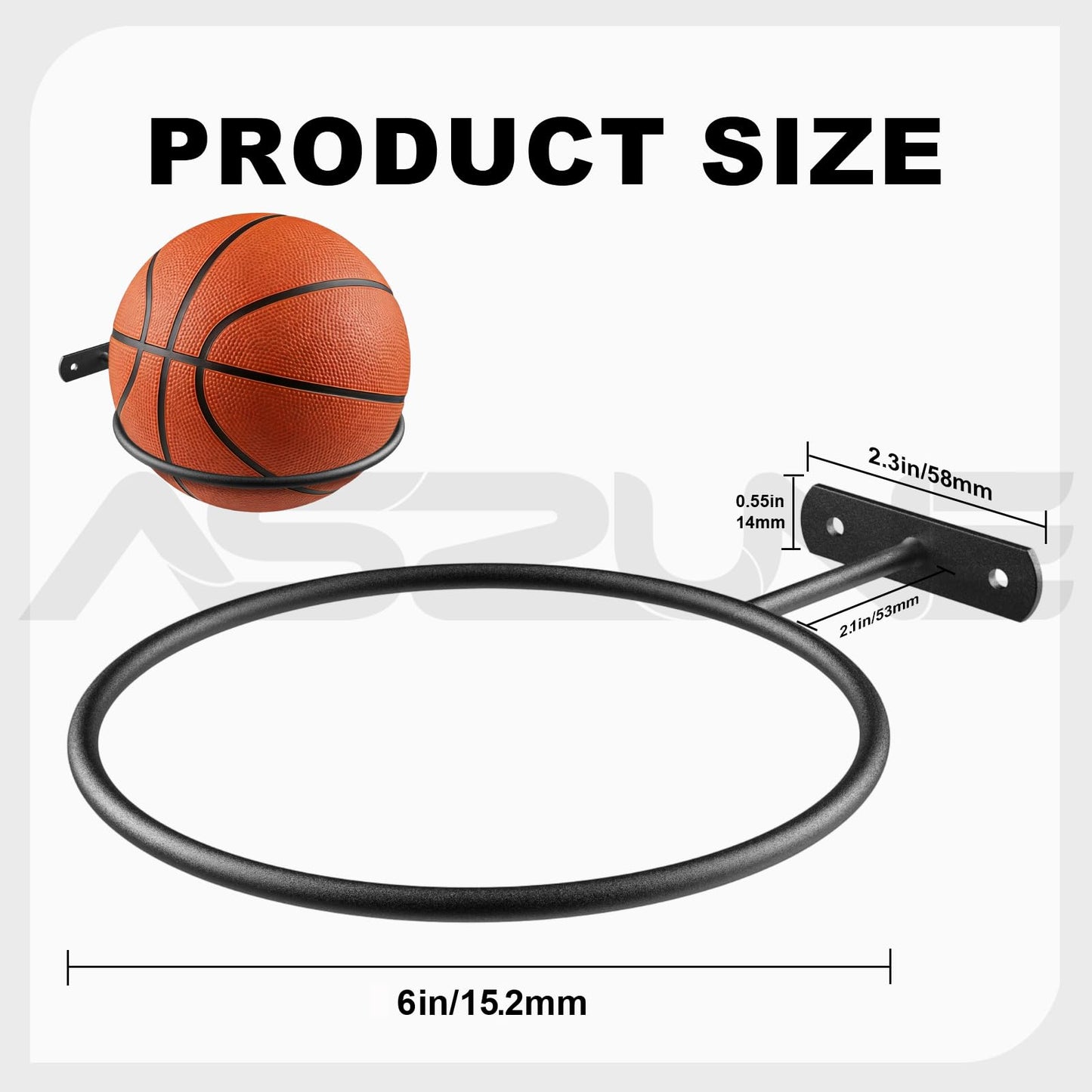 ASZUNE 36Pack Basketball Holder Ball Holder Wall Mount Storage Display Universal Ball Rack Metal Black Rack Holder Space Saver for Basketball Football Volleyball Soccer