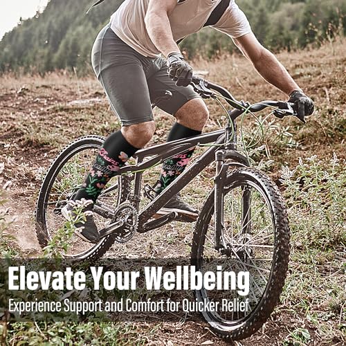 WITHYOU Compression Socks for Men & Women - 15-20 mmHg Support, Black Large-X-Large