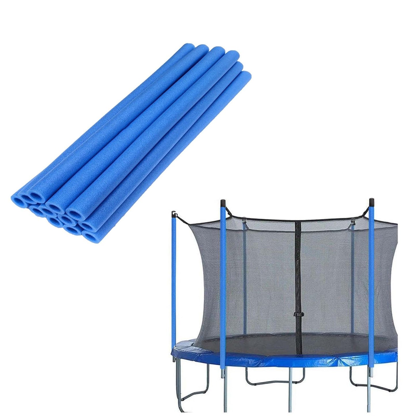 1.0 inch Trampoline Pole Covers Accessories, 12 PCS 34.6 Inch Waterproof PE Foam Replacement Trampoline Parts for Indoor and Outdoor (Blue-12 pcs)