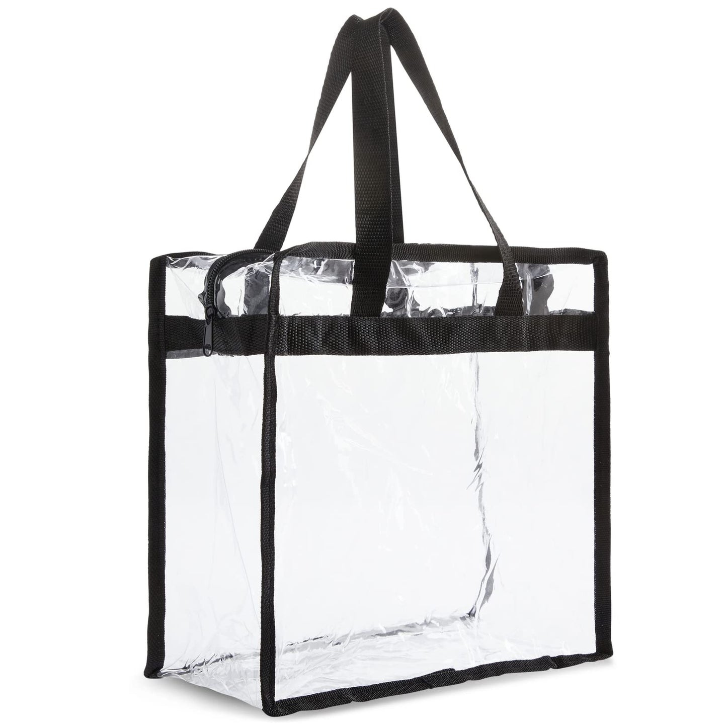 Juvale Clear Bag for Stadium Events 2 Pack - 12x6x12 In Clear PVC Totes - Stadium Approved with Zipper Pocket - Waterproof & Tear-Resistant - Use as Purse, Lunch & Backpack