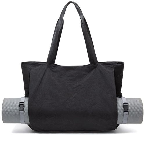 BOCMOEO Yoga Mat Bag, Black, 18*16*6.5 inch, Fits Any Size Mat, Waterproof, 30L Capacity, 7 Pockets, Adjustable Strap, Ideal for Yoga, Gym, Travel