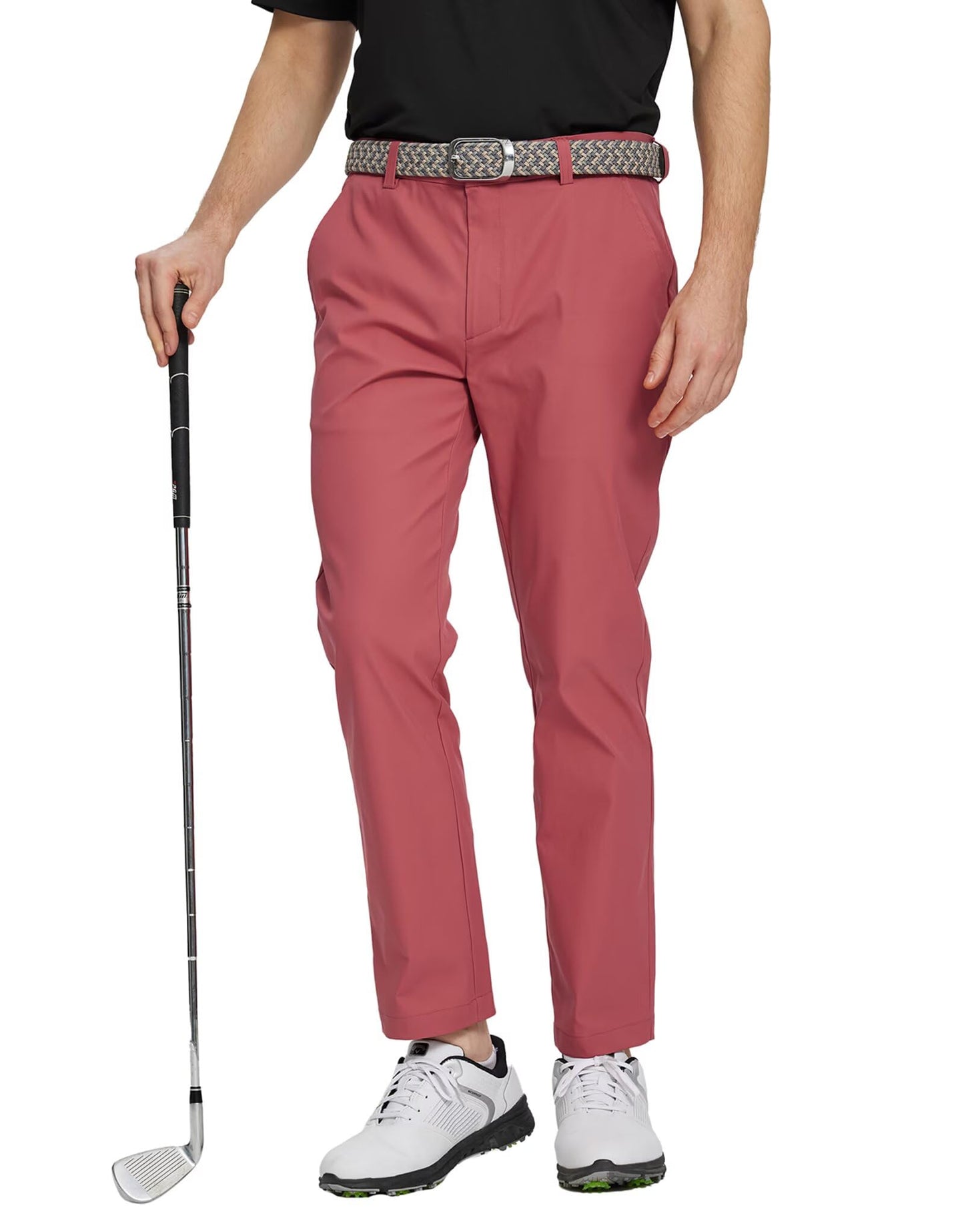 M MAELREG Mens Golf Pants Flat Front Waterproof Lightweight -30"/32"/34" Slim Fit Chino Casual Dress Pants for Men Cranberry