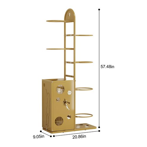 LEAIJIAFY Vertical Basketball Storage Rack Easy to Assemble Sports Ball Storage Solution for Garage or Outdoor Use Space Saving Design (8 layers)