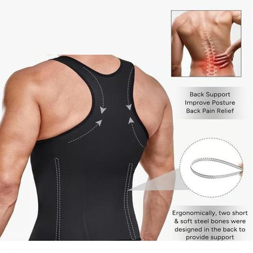CGDUYWJ Men's zipper Waist Trainer Trimmer vest, Men Sauna Vest Sweat Waist Trainer, Compression Tank Top Men Athletic Workout (1pcs, L)