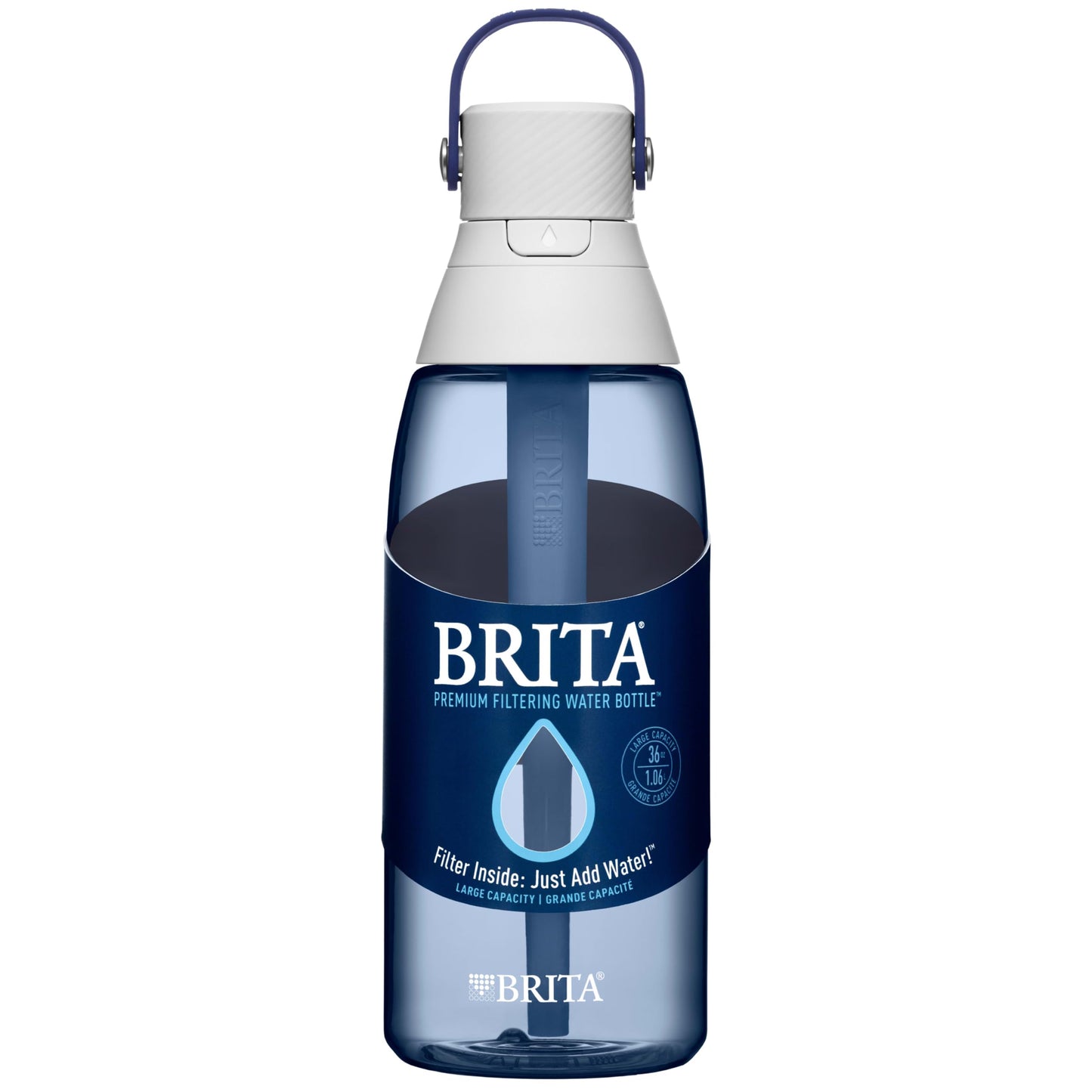 Brita Hard-Sided Plastic Premium Filtering Water Bottle, BPA-Free, Reusable, Replaces 300 Plastic Water Bottles, Filter Lasts 2 Months or 40 Gallons, Includes 1 Filter, Night Sky - 36 oz.