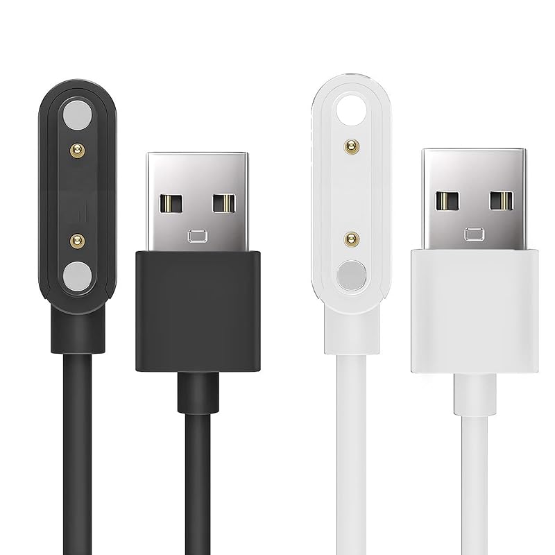Lamshaw 2 Pack Magnetic Charger Cables for Raycon Bone Conduction Headphones - Black & White