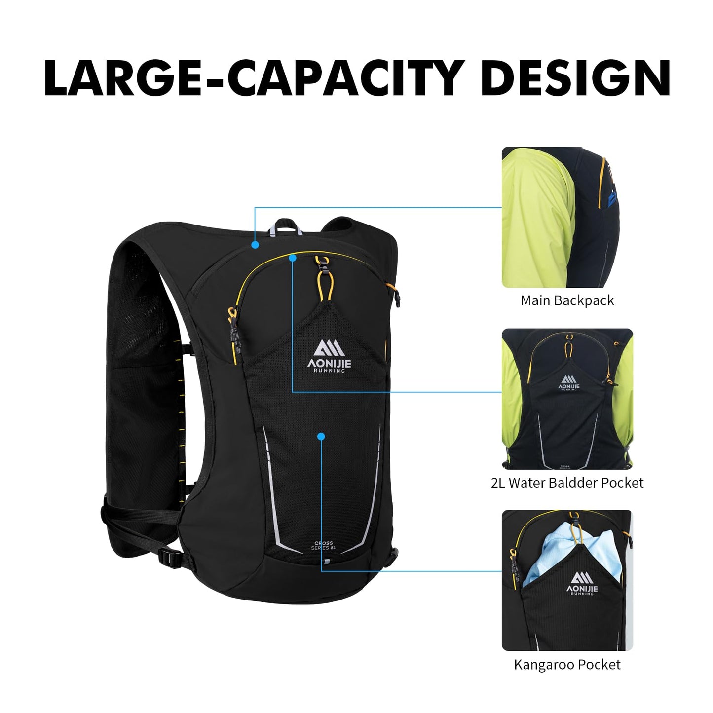 AONIJIE Running Hydration Vest for Women Men 8L Hydration Backpack Hiking
