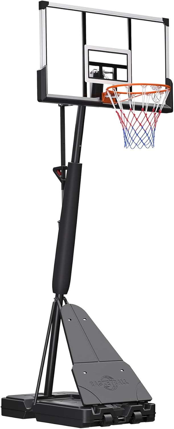 10 FT Basketball Hoop Outdoor Basketball Goal Portable Adjustable Basketball Hoop for Adults Youth in Backyard, Driveway, Indoor, 44 Inch PC Shatterproof Backboard