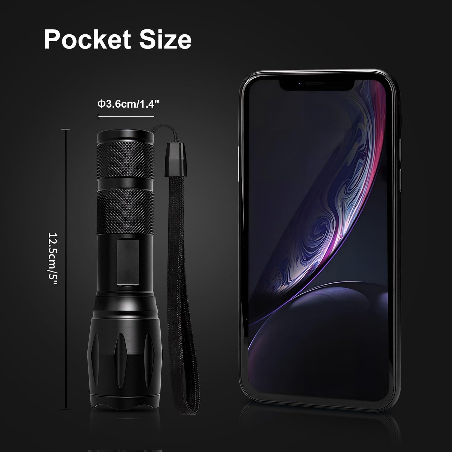 JINIU Rechargeable LED Flashlight, Bright Tactical Torch High Lumens, White Light, Waterproof Handheld Zoomable Flash Light, Gifts for Men, Hunting Camping Essentials Gear