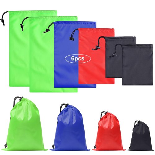 iMucci 6Pcs Drawstring Bag Waterproof sack Nylon Bag ditty bag for Gym Traveling, Hiking, Yoga, Shopping…