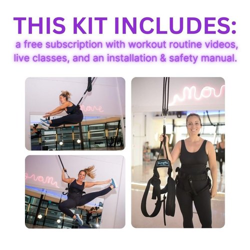 BUNGEE Kit: Ideal for flying workouts & dance. Supports 25-95 kg weight. Includes harness, bungee ropes, swivel, daisy chain & 1 month free access to videos, music & workouts (L)