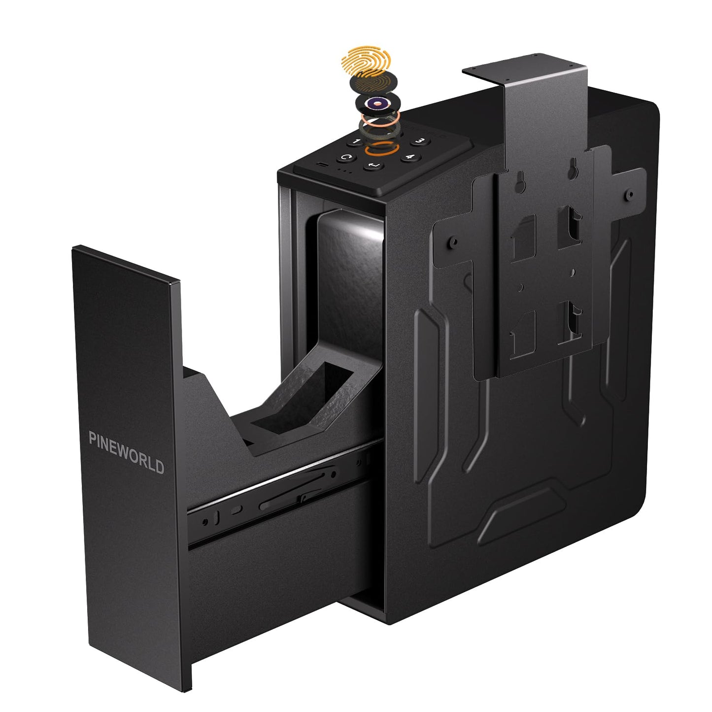 Biometric Slider Figerprint Handgun Safe with Auto Sliding Door&Keypad&Key