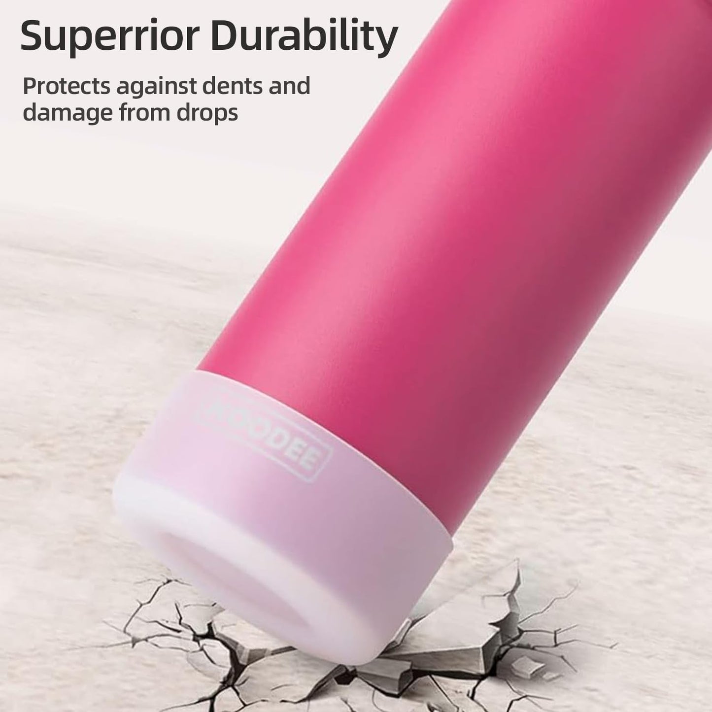 koodee Insulated Water Bottle -18 oz Stainless Steel Vacuum Water Bottle with Straw Lid-Wide Mouth Sports Flask BPA Free (Rose Red)