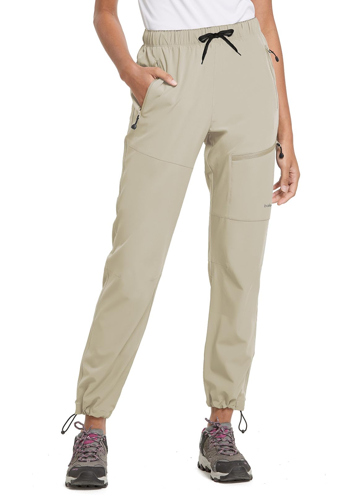 baleaf Women's Hiking Pants Quick Dry Lightweight Water Resistant Stretch Cargo Pants with Zipper Pockets Travel Camping 29''-Suntan 2XL