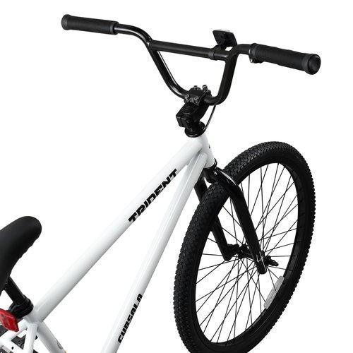 cubsala 26 Inch BMX Race Bike Trident Bicycles Beginner-Level to Advanced Riders with 2 Pegs Trick Cycling and Professional BMX Riding, White