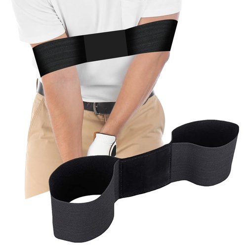 CALORPET Golf Swing Trainer Aid, Swing Correcting Arm Band, Elastic Nylon Golf Swing Trainer for Swing Easy, Golf Training Aid for Beginners Swing Correcting for Man, Boy, Male (Black)