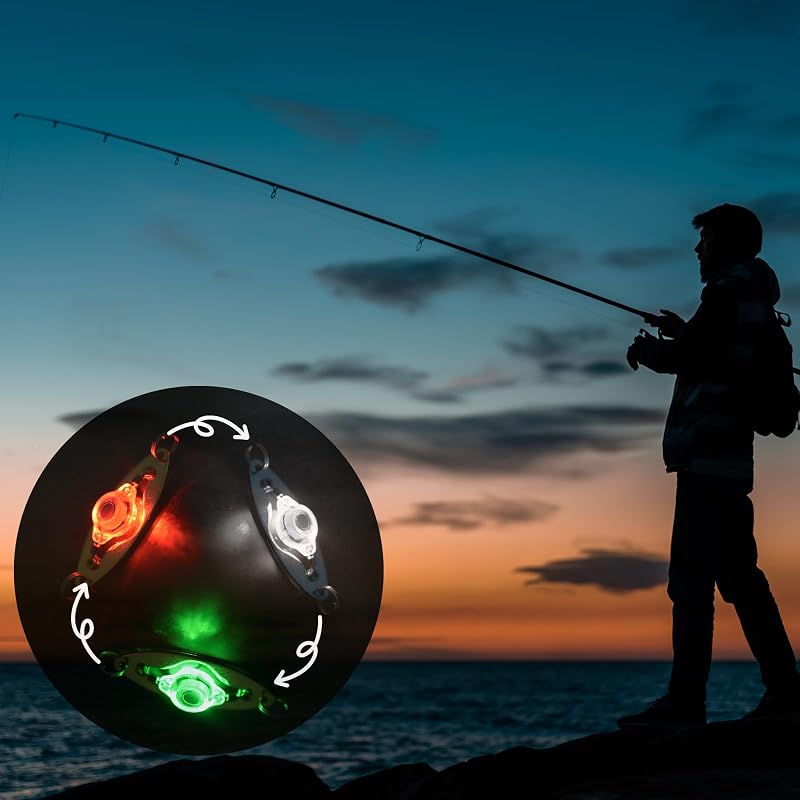 Spoon-L Size LED Underwater Fishing Lures - 5Pcs Deep Drop Lighted Bait Flashers (Fish Eye 360° Flash)