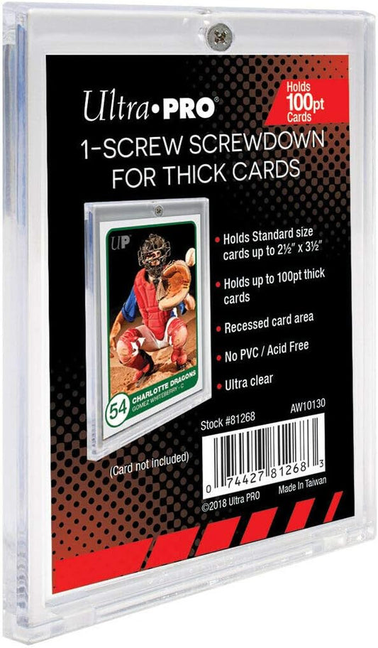 25 Ultra Pro 1 Screw Thick Holder (100pt) 25 Individually Sealed Holders - Screwdown for Thick Baseball, Football, Hockey, Basketball Cards Like Jersey, Relics, Patches