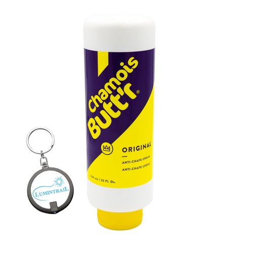 Chamois Butt'r Original Anti-Chafe Cream Skin Lubricant 32 Fl. Oz Bundle with a Keychain Light