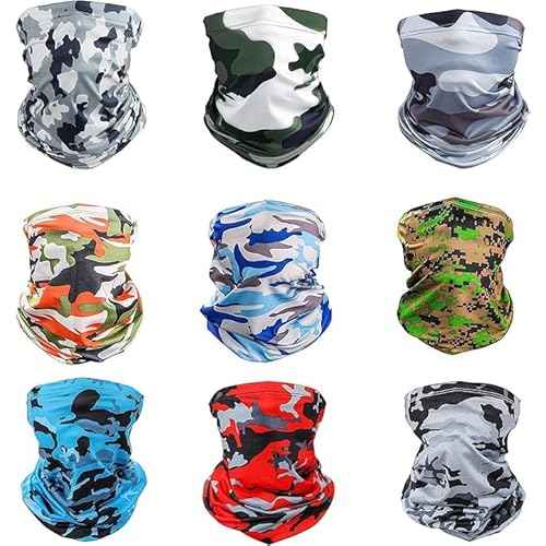 Sun Protection Face Mask Neck Gaiter - 9 Pack Breathable UV Protection Scarf for Men & Women, Hiking, Cycling, Fishing