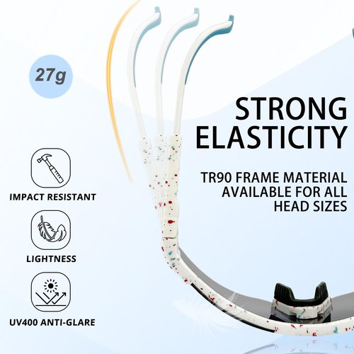 IKTOD Sports Vipers Sunglasses Men Women Anti-UV Baseball Sunglasses Youth Cycling Running Softball Goggles (White Frame Blue Lenses)