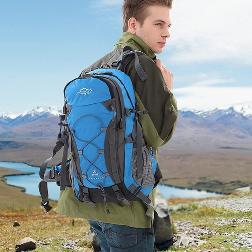 INOXTO lightweight Hiking Backpack 35L/40L Hiking Daypack with Waterproof Rain Cover Camping Backpack for Travel Camping Outdoor for Men and Women (35L Blue)
