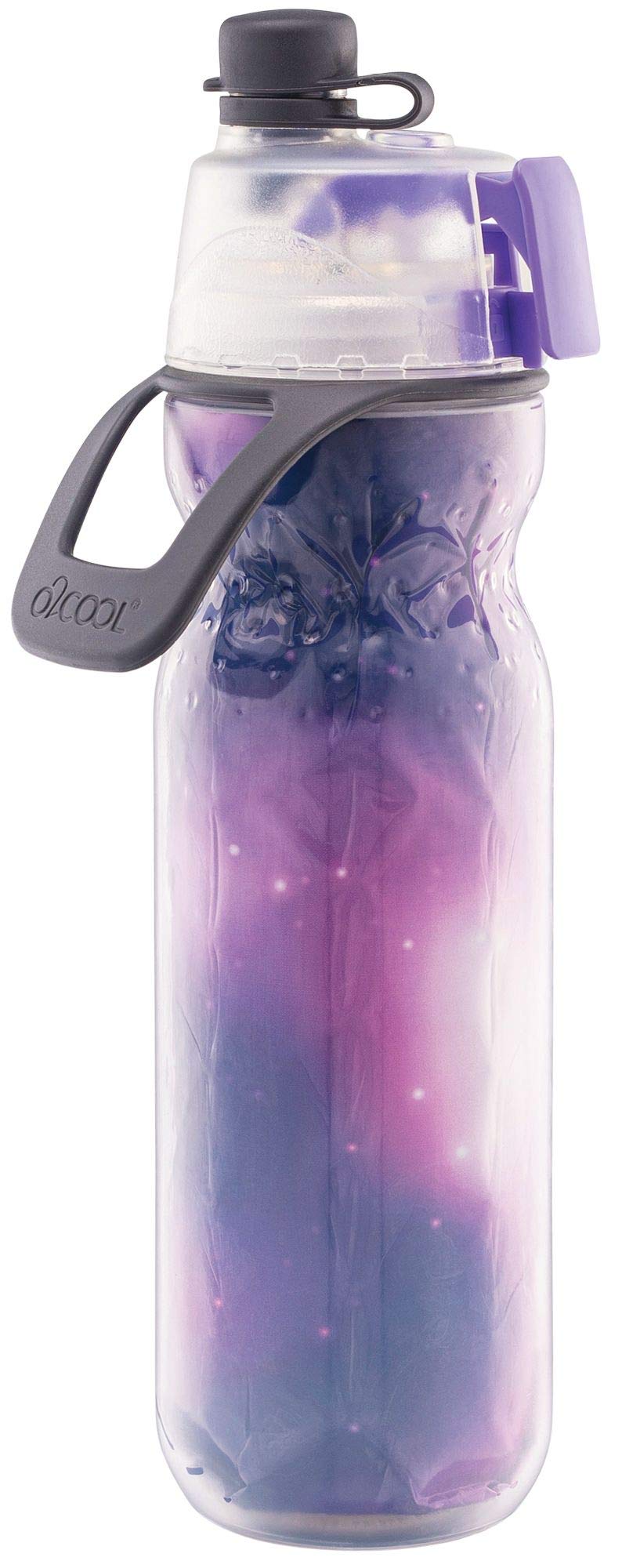 O2COOL Mist 'N Sip Misting Water Bottle 2-in-1 Mist And Sip Function With No Leak Pull Top Spout Reusable Sports Water Bottle - 20 oz (Celestial Purple)