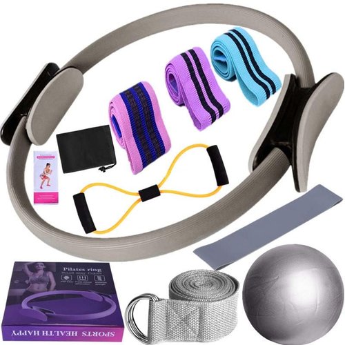 Yoga Sets for Women - 25cm Yoga Ball, Pilates Magic Ring, Booty Bands & Figure 8 Resistance Bands, Home Pilates Equipment for Glutes, Stretching & Core Workouts (C)