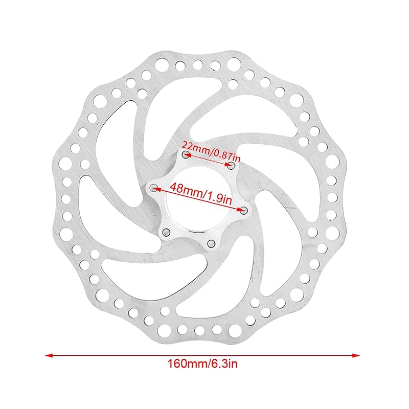 160mm Disk Brake Rotor with 6-Bolt Flange Adapter for Mountain & Road Bikes
