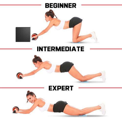 Enlarged Version Ab Roller Wheel with Knee Pad Mat,Automatic Rebound Abdominal Wheel Abs Workout Equipment,Home Gym Equipment,No Noise Ab Wheel for Men&Women Abdominal-Red